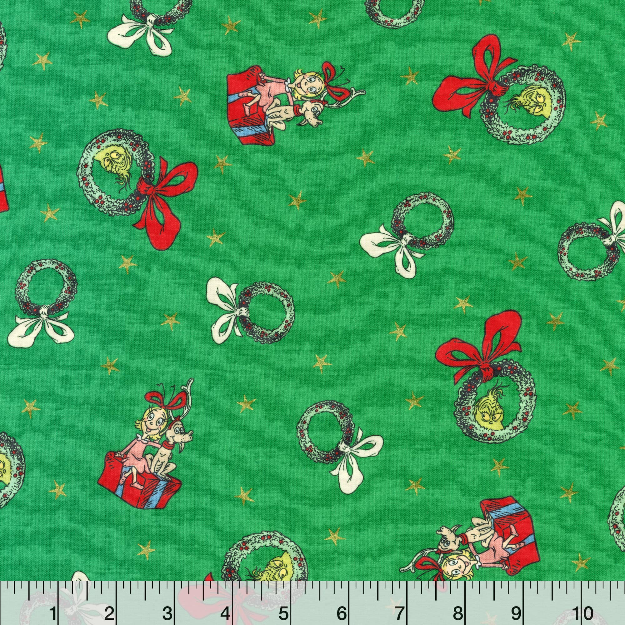 Dr. Seuss™ Grinchy Wreaths Cotton Fabric